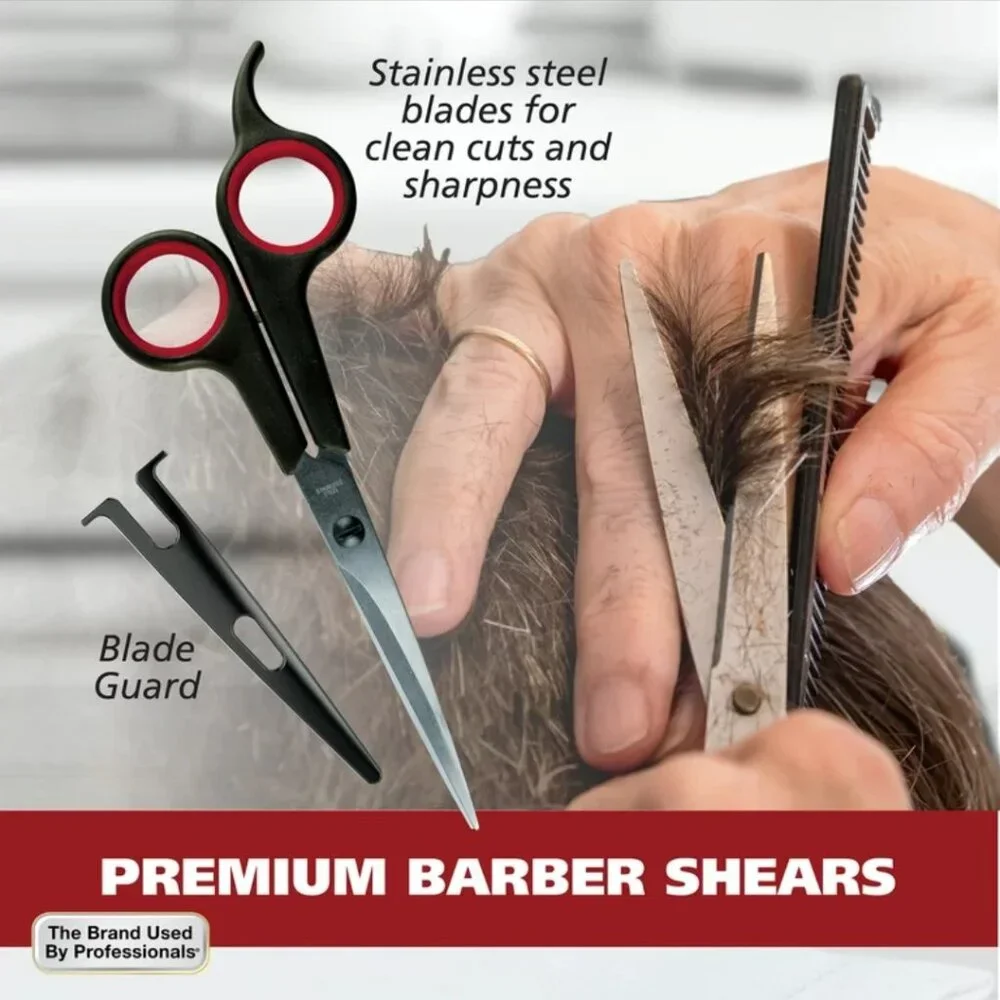 Wahl Hair Cutting Cape and Premium Barber Shears Set in Pouch Black